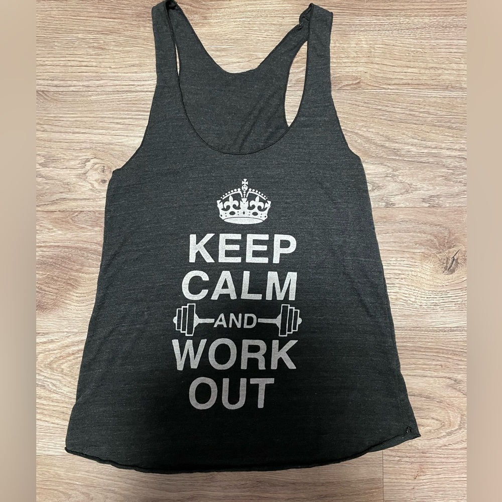 Dark gray. Keep calm workout tank!!